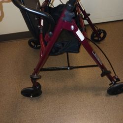 Walker Medline 300 Lb Capacity With Extra Storage Bag Memory Foam Seat Headed Back Brace Dual Locking Brakes Like New Good Price!
