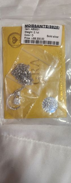 Moissanite S925 Silver Necklace 2.1ct D Color