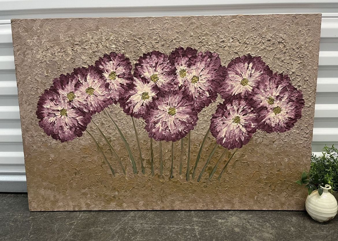 ๐คฉ Canvas Original Painting With Beautiful Texture, Flowers, Wall Art