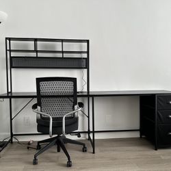 Desk, Chair And Lamp