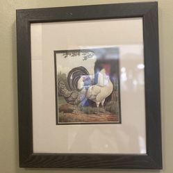 Pre Owned Beautiful Rooster And Chicken Print Signed By Ludlow 