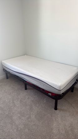 Purple twin mattress with frame
