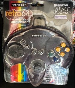 Retro-Bit N64 Tribute Retro 64 Wired Controller Clear Purple