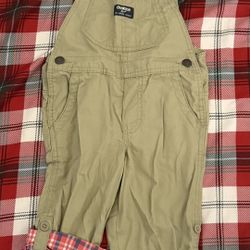 2T OshKosh Unisex Overalls with Plaid Liner