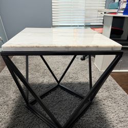 Art Van Real Marble Geometric End/Side Table