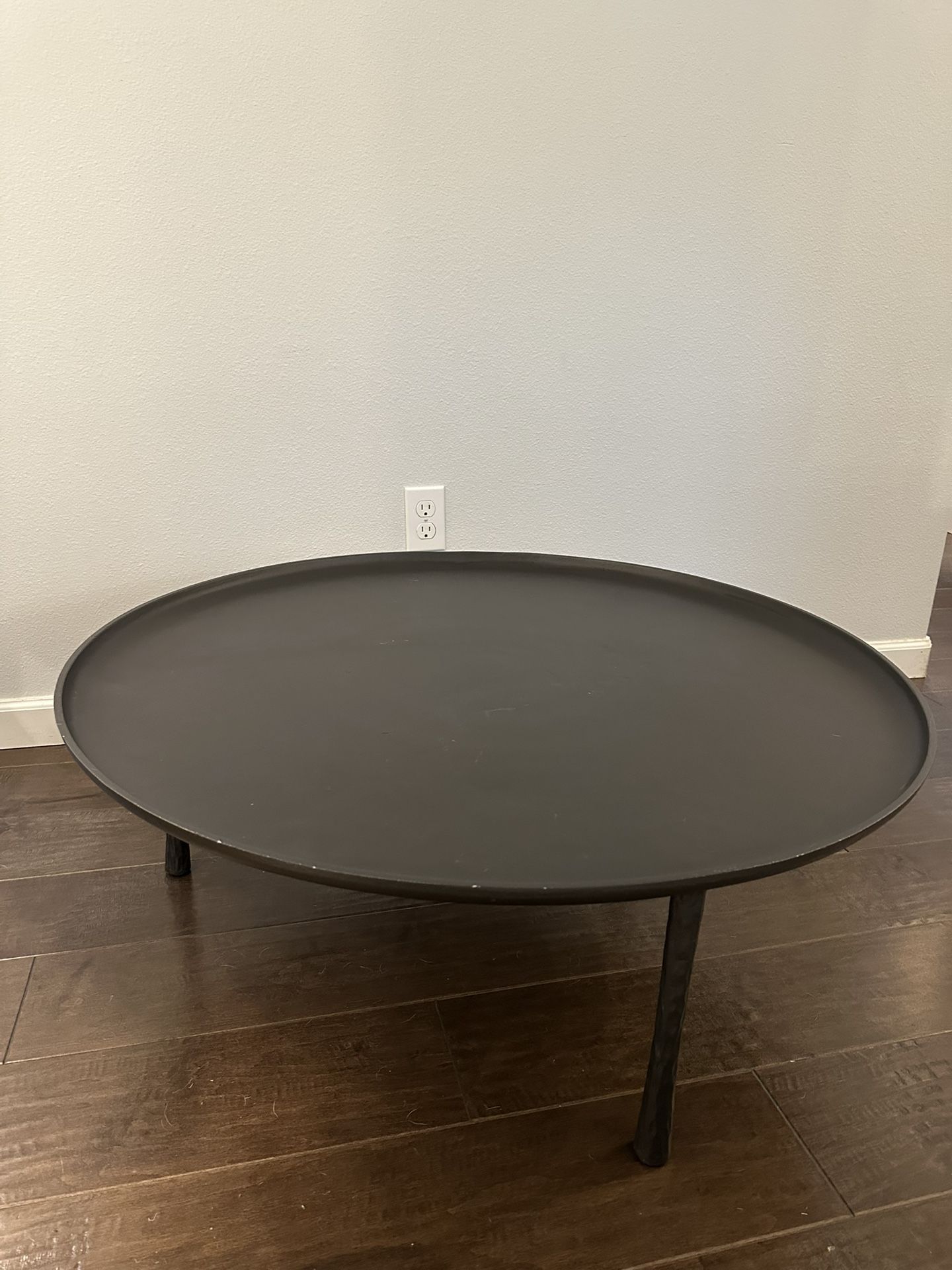 Black round west elm coffee table