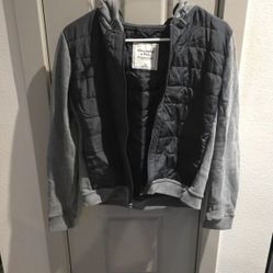 ​Abercrombie & Fitch Hybrid Puffer Hoodie - Two-Tone Gray - Men's Medium - Excellent Condition