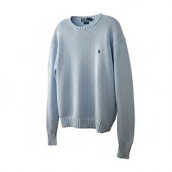 Vintage Light Blue Polo Ralph Lauren Cotton Knit  Sweater Men’s Size Medium