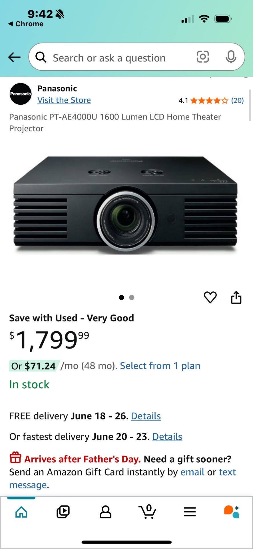 Panasonic LCD Home Theater Projector