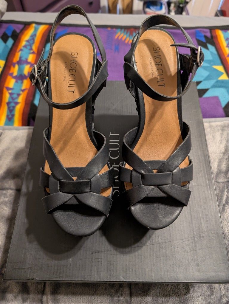 Size 8, Black, Shoe Cult, Wedge, High Heel