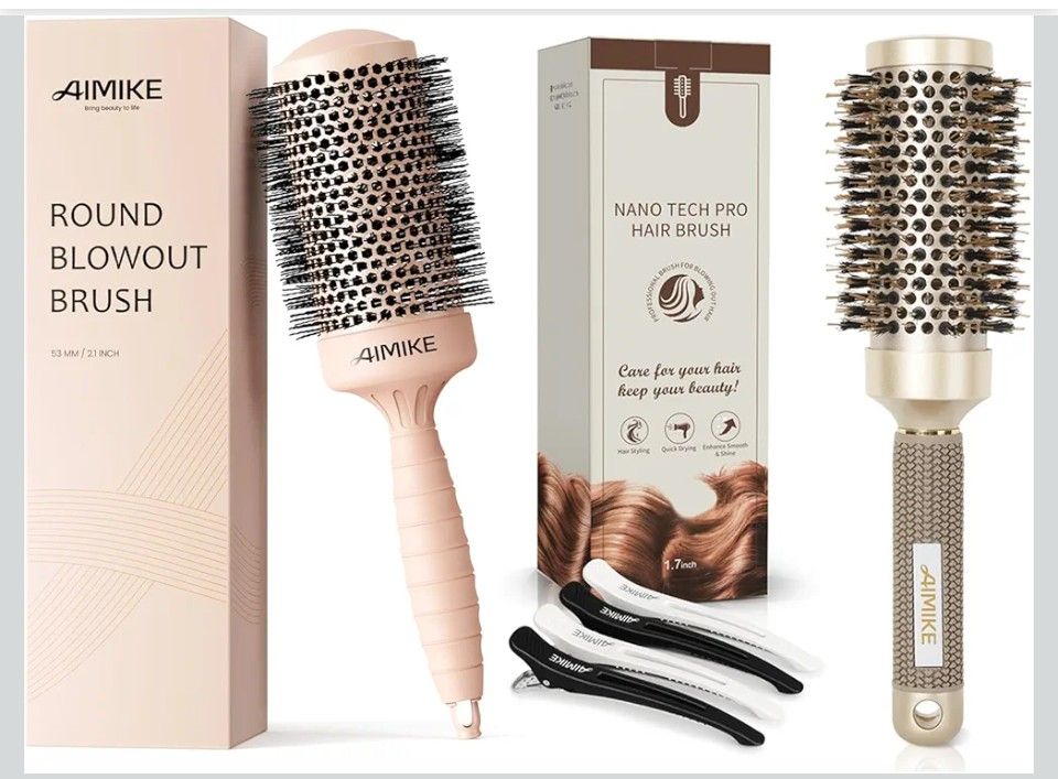 AIMIKE Round Brush for Blow Out, Round Hair Brush Set w/Nano Ion Thermal Ceramic Tech