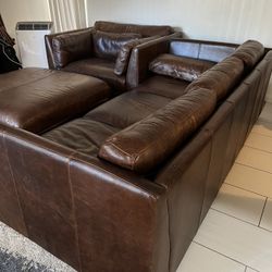 Real Modern Brown Leather Sectional Sofa