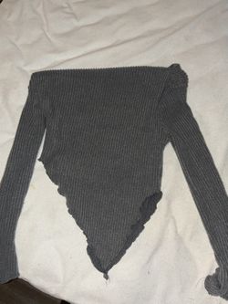 Womens Grey Asymmetrical Off the shoulder top