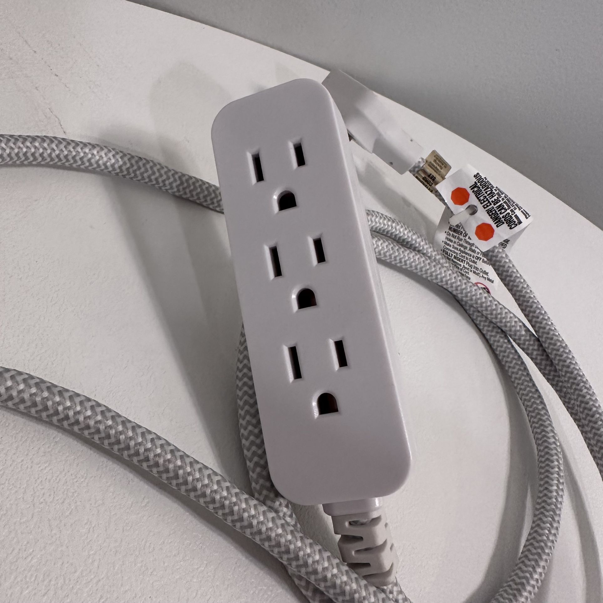 White 3-Outlet Power Strip with Surge Protection - 8 ft