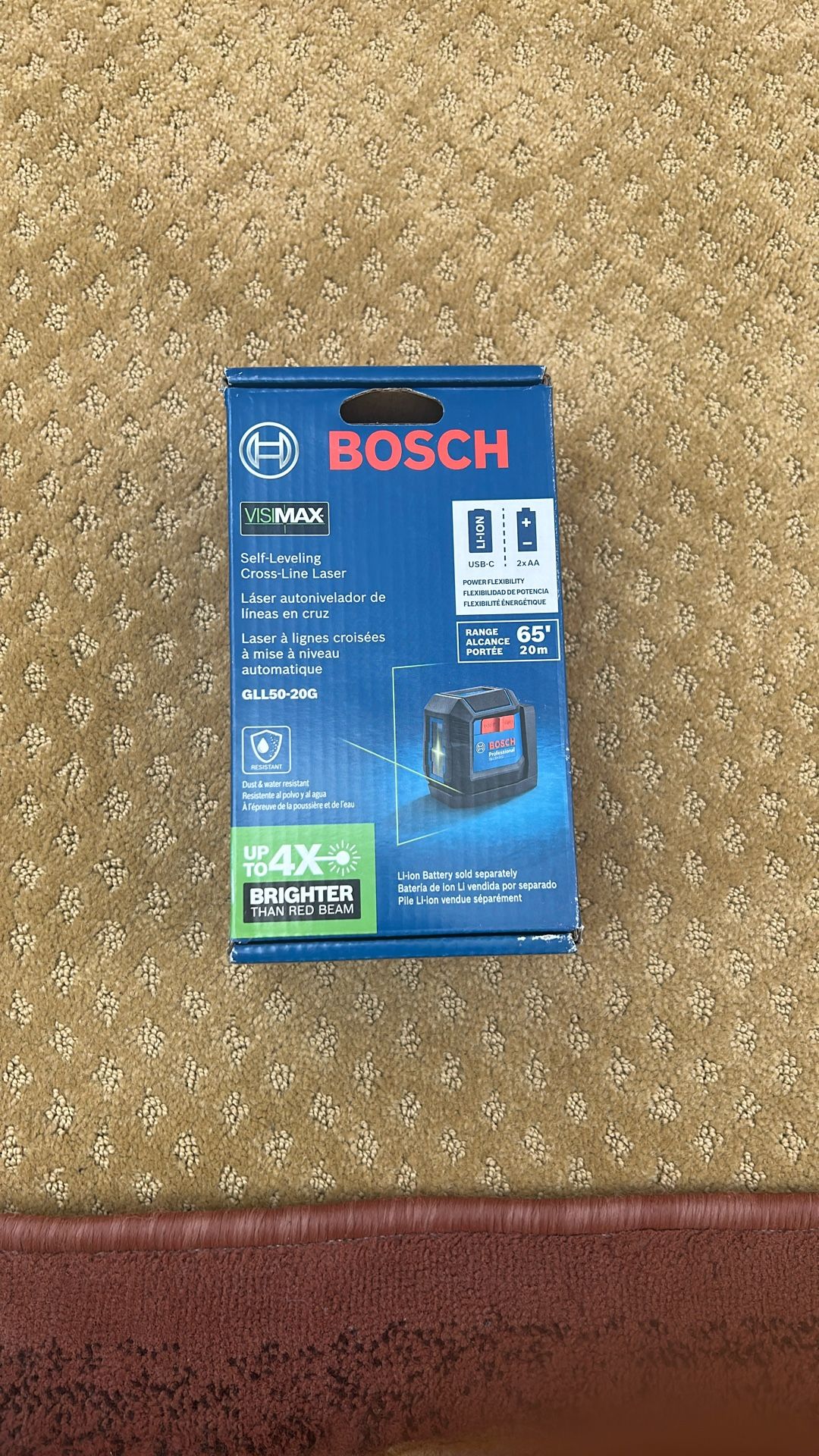 65 Ft. Dual Power Battery Self-Leveling Cross-Line Laser