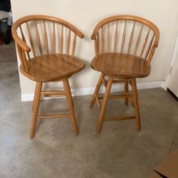 Bar Stools Swivel Solid Oak
