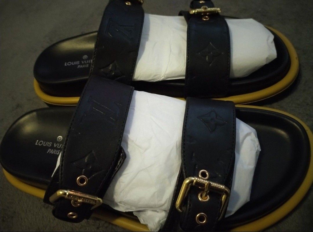 Black Louis Vuitton Lv Sandals Size 9