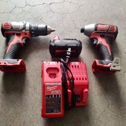 Milwaukee Power Tools M18 Drill And 1/4 Impact  