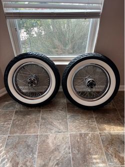 Motorcycle Spoke Wheels with Whitewall Tires – Pair