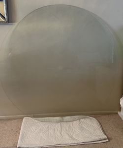 Extra Large 54” Round 3/8” Thick Tempered Glass Tabletop With Umbrella Hole Patio Table Top