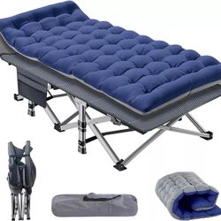 Folding Camping Cot Double Layer Oxford Sleeping Cots with Mattress, Carry Bag