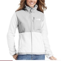 The North Face Denali Women's White Gray Fleece Zip Jacket Coat Size Small. Make an offer!