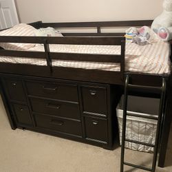 kids loft bed and dresser 