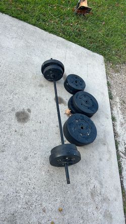 Barbell Bar with Weight Plates Set 120$ or best offer