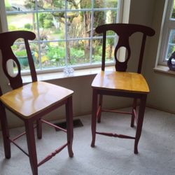Pair Of Solid Wood Bar Stools