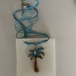 Glass Palm Pendant Necklace