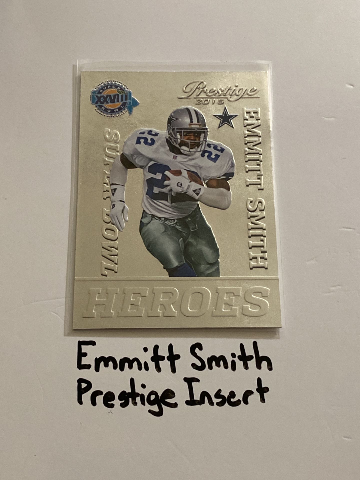 Emmitt Smith Dallas Cowboys Hall of Fame RB Prestige Short Print Insert Card.