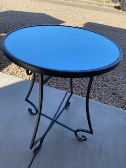 Table with Round Mirrored Top 26” h and 19” w for living room, office, bedroom or patio