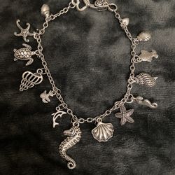 Treasures From The Sea Ankle Bracelet With October birthstone - Handmade !