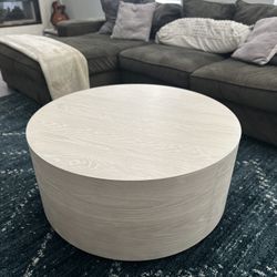 West Elm  Round Drum Coffee Table (36”) - Wood