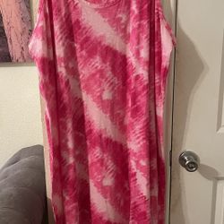 Plus Size Women’s pink tie dye flowy dress size 3X NEW 