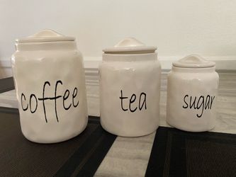 Coffee, tea and sugar ceramic canisters