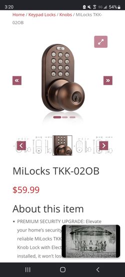 MiLocks TKK-02OB Keypad Door Kno Lock
