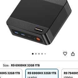 BOSGAME P6 Ryzen 9 6900HX Mini PC, 32GB LPDDR5X Mini Desktop Computer, 1TB PCIe 4.0 NVMe SSD, Dual LAN, AX210 Wi-Fi 6E, BT 5.3, Triple Display 4K for 