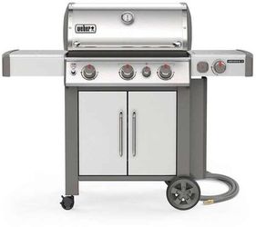 Brand New Weber Genesis II S-335 3-Burner Natural Gas Grill in Stainless with Built-In Thermometer and Side Burner 0TX