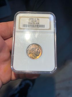 1938-d buffalo nickel rainbow toned