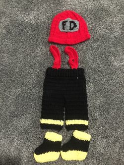 Firefighter Knit Baby Outfit