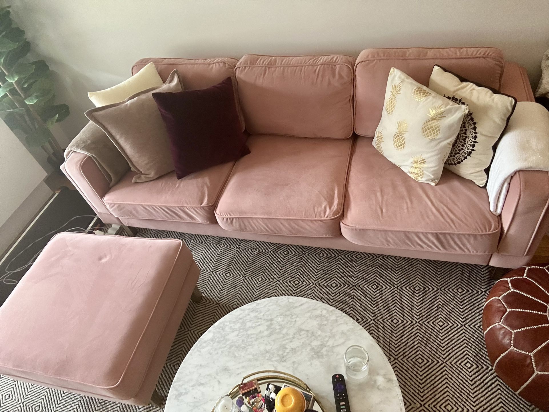 Albany Park Sofa + Ottoman (blush)