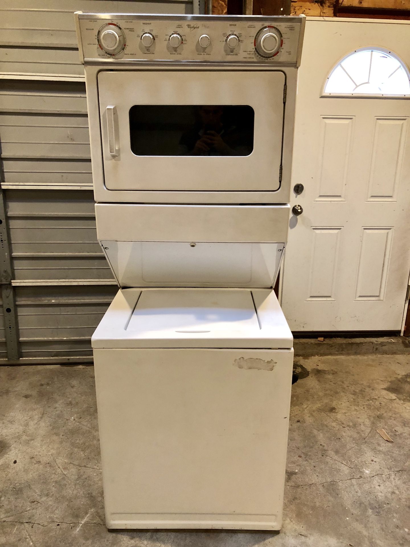 Stacked Whirlpool Washer and Electric Dryer Combo