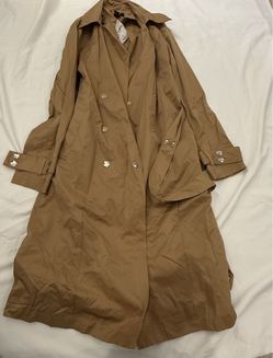 Tan Double-Breasted Trench Coat with Tags