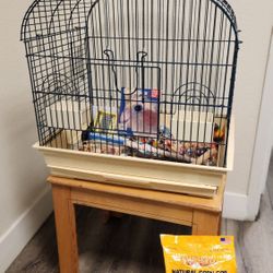 Bird Cage With Table And Accessories