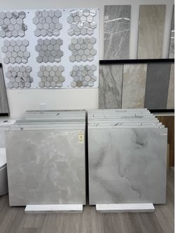 Large Format Marble-Look Porcelain Floor Tiles
