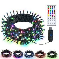 Dazzle Bright Color Changing Christmas Lights, 33ft 100 LED RGB String Lights with Remote & Timer, USB Powered Fairy Lights for Indoor Outdoor Xmas Tr
