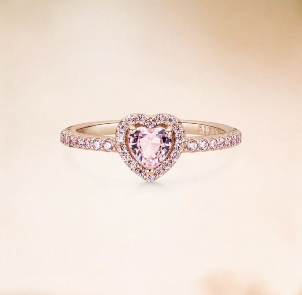 Pandora Pink Sparkling Elevated Heart Ring Size