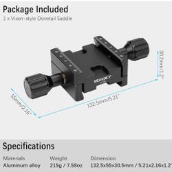 Telescope Mount Dual Dovetail Saddle Clamp for Vixen Style Dovetail Plate Handle Bar Astronomical OTA Equatorial Head, Female to Female Adapter Base, 