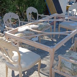 Palm Beach Regency Phyllis Morris style Carved Lily Dining Set with 6 Chairs $1200obo